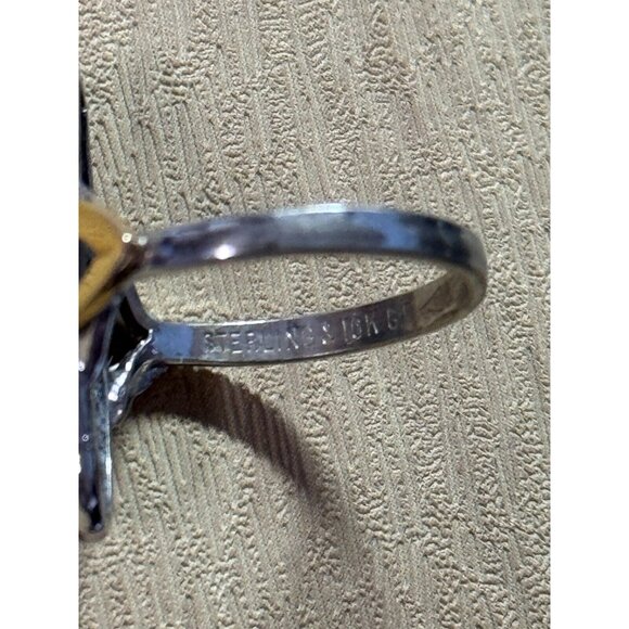 Vintage Clark & Combs Sterling Silver 10KGF Lapis Womens Ring Signed Size 7 C194 - Picture 7 of 8